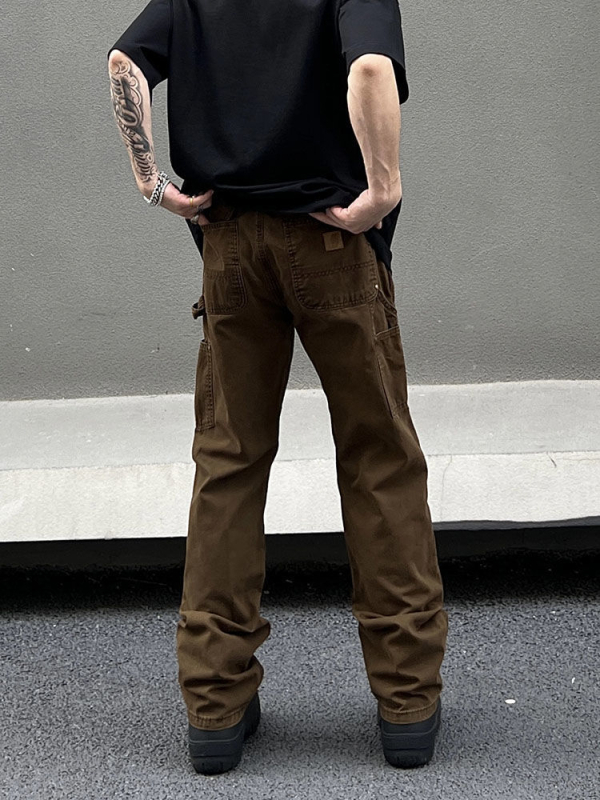 Muške vintage traperice s pravim krojem – labaviji kroj, srednji porast struka, kopčanje šnuru, poliester, četiri godišnja doba