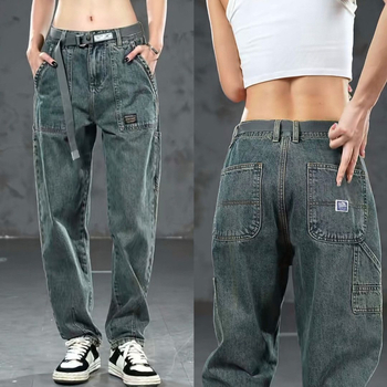 Vintage patchwork farmernadrág fleece-béléssel, egyenes szárú, középmagas derék, chenille anyag nyúlszőrrel