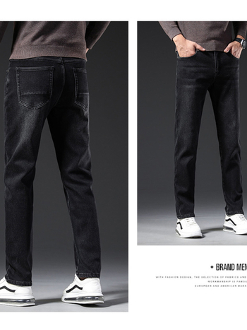 Vyriniai džinsai su fliso pamušalu, mikroelastiniai, tiesaus kirpimo, vidutinio liemens, žiemos 2024