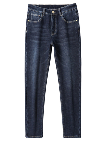 Vyriniai džinsai su fliso pamušalu, mikroelastiniai, tiesaus kirpimo, vidutinio liemens, žiemos 2024