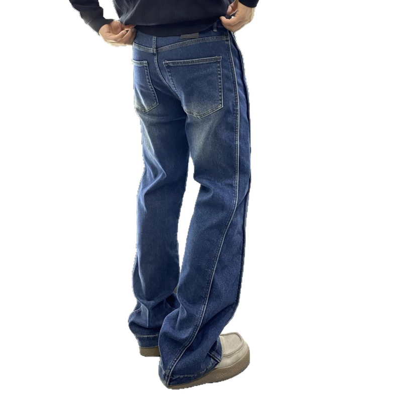 Muške traperice s fleecem unutra, ravni kroj, mikroelastični poliester, srednji pojas, zima 2025