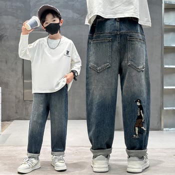 Blugi pentru băieți cu căptușeală de fleece, denim Cowboy, 40% bumbac, toamnă-iarna 2025