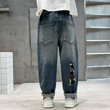 Blugi pentru băieți cu căptușeală de fleece, denim Cowboy, 40% bumbac, toamnă-iarna 2025