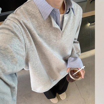 Muška slojevita košulja s ovratnikom lapel, dugi rukavi, udoban kroj, poliester tkanina