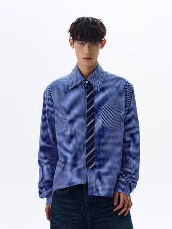 Muška karirana košulja s dugim rukavima, japanski stil, retro, pamuk, labav kroj