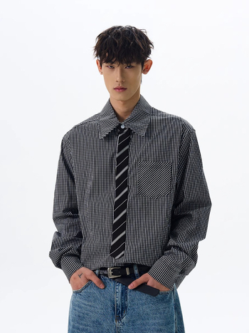 Muška karirana košulja s dugim rukavima, japanski stil, retro, pamuk, labav kroj