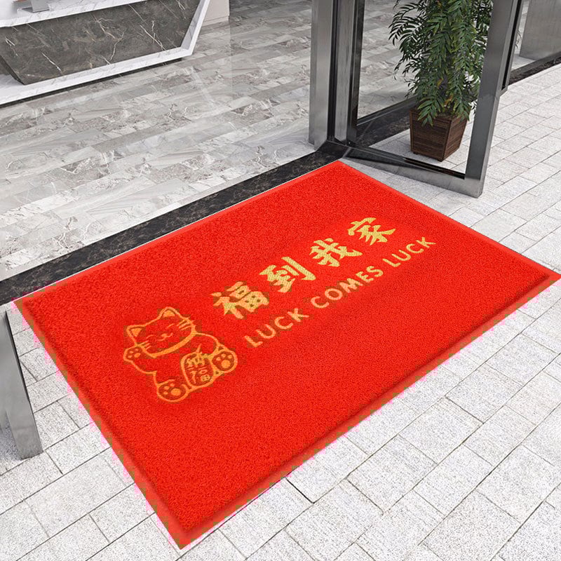 Ulazna podloga PVC; pravokutni oblik; izrada od pjene i svilenog kruga; pogodno za ulaz, balkon i komercijalne prostore; moderan minimalistički stil.