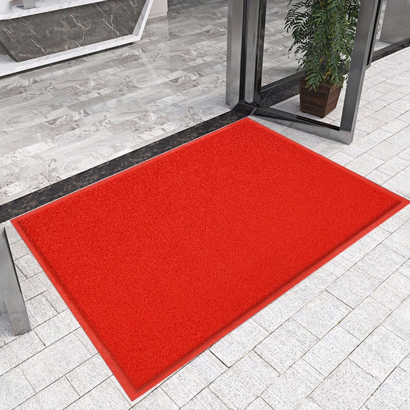 Ulazna podloga PVC; pravokutni oblik; izrada od pjene i svilenog kruga; pogodno za ulaz, balkon i komercijalne prostore; moderan minimalistički stil.