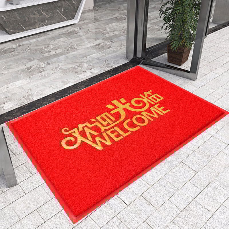 Ulazna podloga PVC; pravokutni oblik; izrada od pjene i svilenog kruga; pogodno za ulaz, balkon i komercijalne prostore; moderan minimalistički stil.