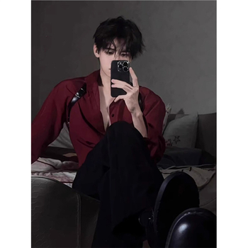 Muška košulja-jakna s dugim rukavima, Ice Silk tkanina, slobodan pad, korejski stil, za sve sezone