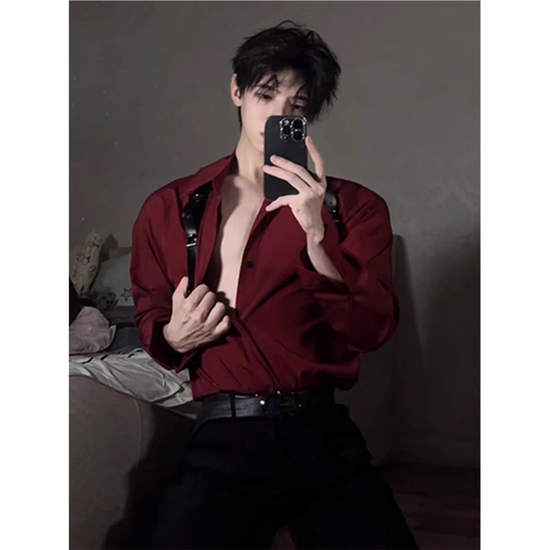 Muška košulja-jakna s dugim rukavima, Ice Silk tkanina, slobodan pad, korejski stil, za sve sezone