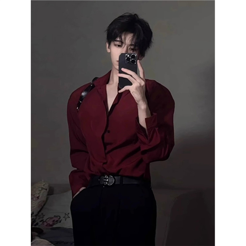 Muška košulja-jakna s dugim rukavima, Ice Silk tkanina, slobodan pad, korejski stil, za sve sezone