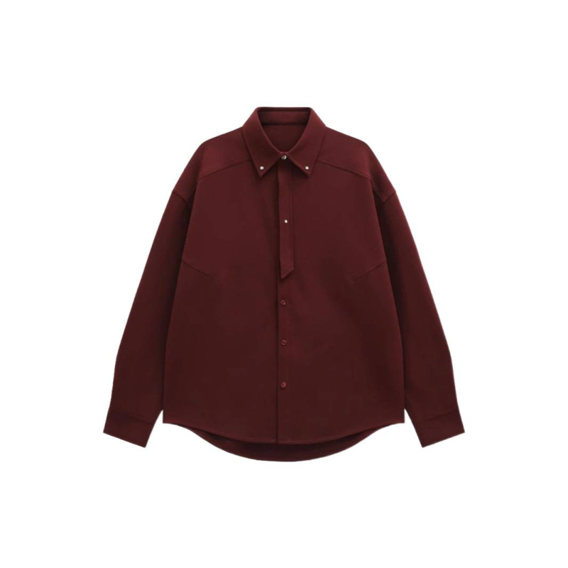 Muška košulja s dugačkim rukavima, opušten kroj, ovratnik tipa lapel, lagan i svakodnevni stil, proljeće 2025