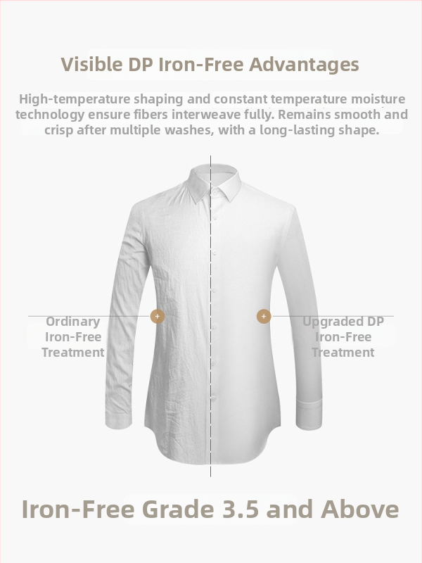 Košulja od pamuka s dugim rukavima, stojeći ovratnik, bez glačanja, uski kroj