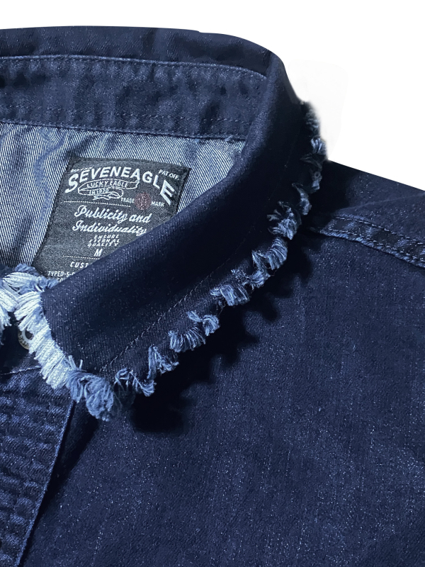 Džins košulja, slim fit, dugi rukavi, enzimsko pranje