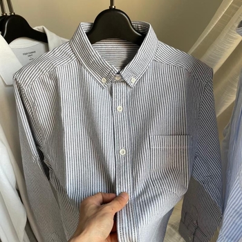 Košulja s prugama, dugi rukavi, stojeći ovratnik, rayon tkanina (96%+)