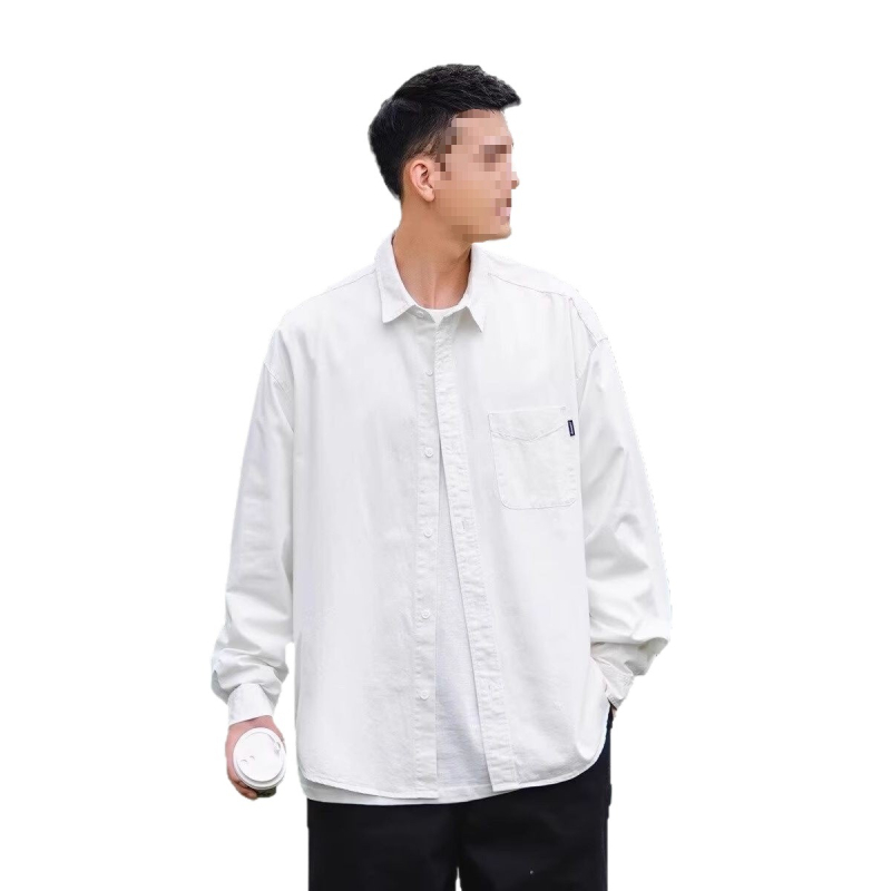 Košula s dugim rukavima, Hong Kong stil kardigan, Lapel collar, jednobojna