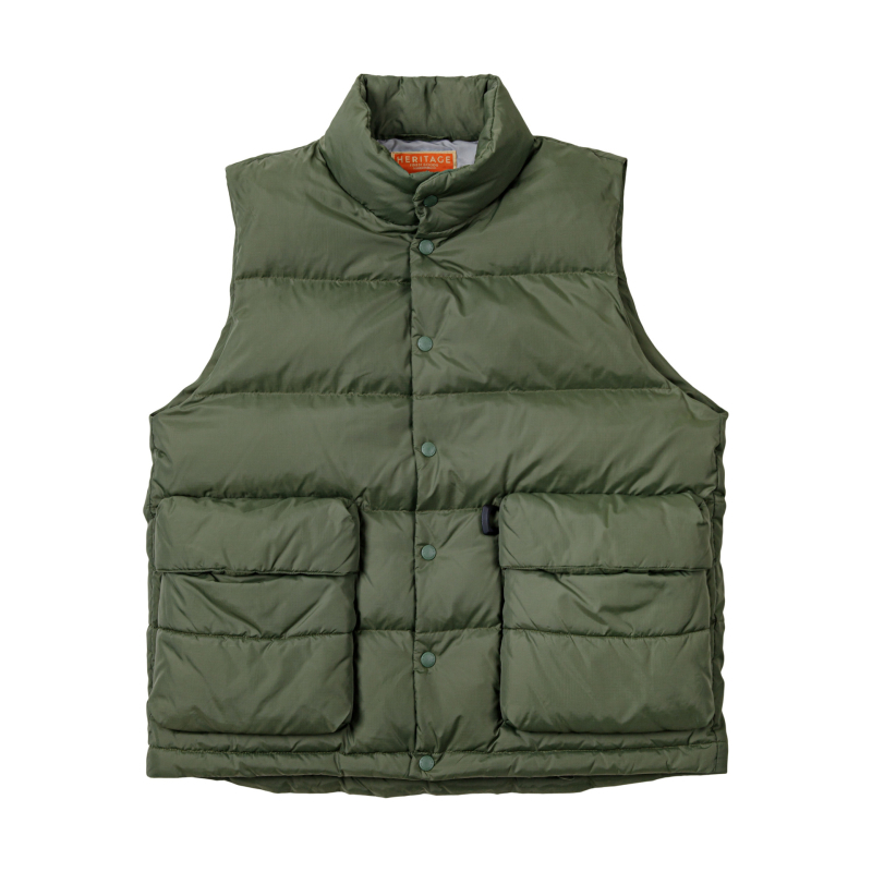 Muški down vest s visokim ovratnikom, bez kapuljače, nylon materijal, punilo od downa, jednobojni model, zimsko svakodnevno nošenje