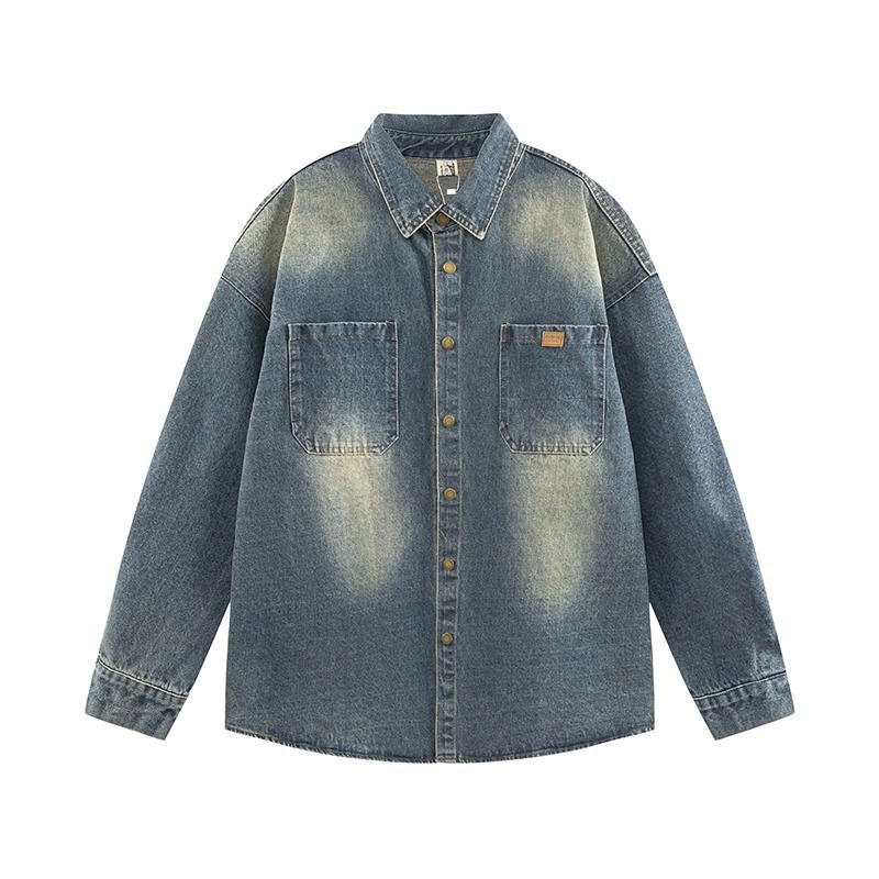 Košeľa - Japonský retro kardigán štýl, voľný strih, golier s klopou, dlhé rukávy (Polyester 96%+)