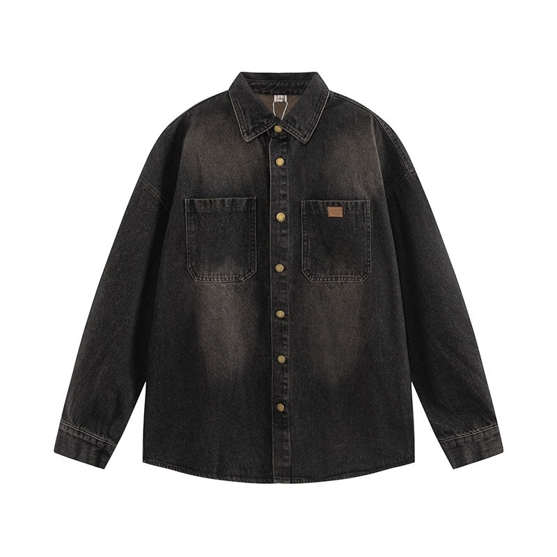 Košeľa - Japonský retro kardigán štýl, voľný strih, golier s klopou, dlhé rukávy (Polyester 96%+)
