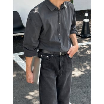 Cămașă cu mâneci lungi, cardigan în stil coreean, amestec bumbac-poliester 80/20, guler rever, croială liberă