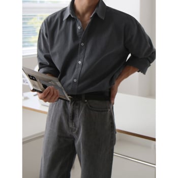 Cămașă cu mâneci lungi, cardigan în stil coreean, amestec bumbac-poliester 80/20, guler rever, croială liberă