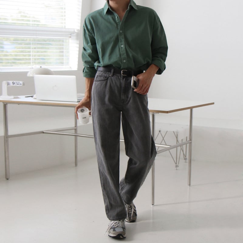 Cămașă cu mâneci lungi, cardigan în stil coreean, amestec bumbac-poliester 80/20, guler rever, croială liberă