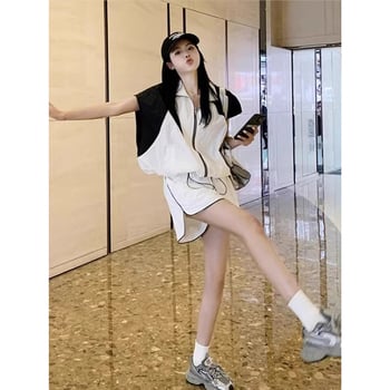 Dvije dijelne plažne haljine, A-linija suknja, bez rukava, elastičan pojas, rever ovratnik (TR tkanina; uzorak usklađivanja boja)