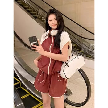 Dvije dijelne plažne haljine, A-linija suknja, bez rukava, elastičan pojas, rever ovratnik (TR tkanina; uzorak usklađivanja boja)