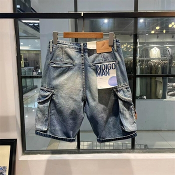 Vyrų džinsinių šortų - laisvas tiesus kirpimas, vidutinė juosta, fleece pamušalas, plovimas vandeniu