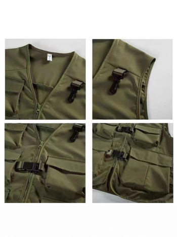 Vyrų liemenė su japonišku stiliumi, laisva kirpimo, be rankovių, užtrauktukas, plonas poliesteris 100%