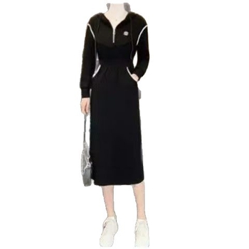 Dámske šaty s kapucňou, A-línia, midi dĺžka, elastický pás, polyester