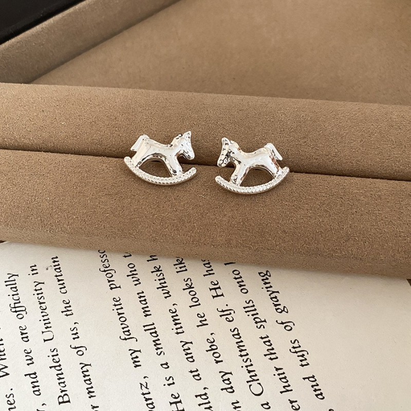 Γυναικεία σκουλαρίκια με κρεμαστό αλογάκι, σχήμα ζώου/ζωδίου, χαλκός, ηλεκτροεπάλειψη, λαμπερό στυλ πολυτελείας