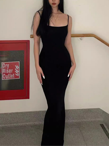Bodycon haljina s trakama, Kardashian-inspirirana maksi, viskoza-spandeks smjesa, visok struk