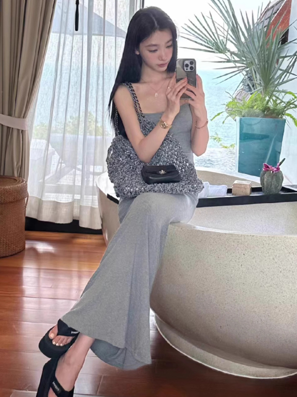 Bodycon haljina s trakama, Kardashian-inspirirana maksi, viskoza-spandeks smjesa, visok struk