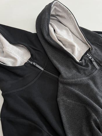 Ženska dukserica s kapuljačom, lažni dvodijelni izgled, poliester 30–50%, srednja duljina, prilagođeni kroj, japansko-korejski ležerni stil, jesen 2025