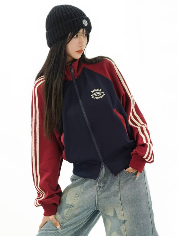 Ženski kratki cardigan s prugama i blokovima boja, slim kroj, gradski stil, zatvarač