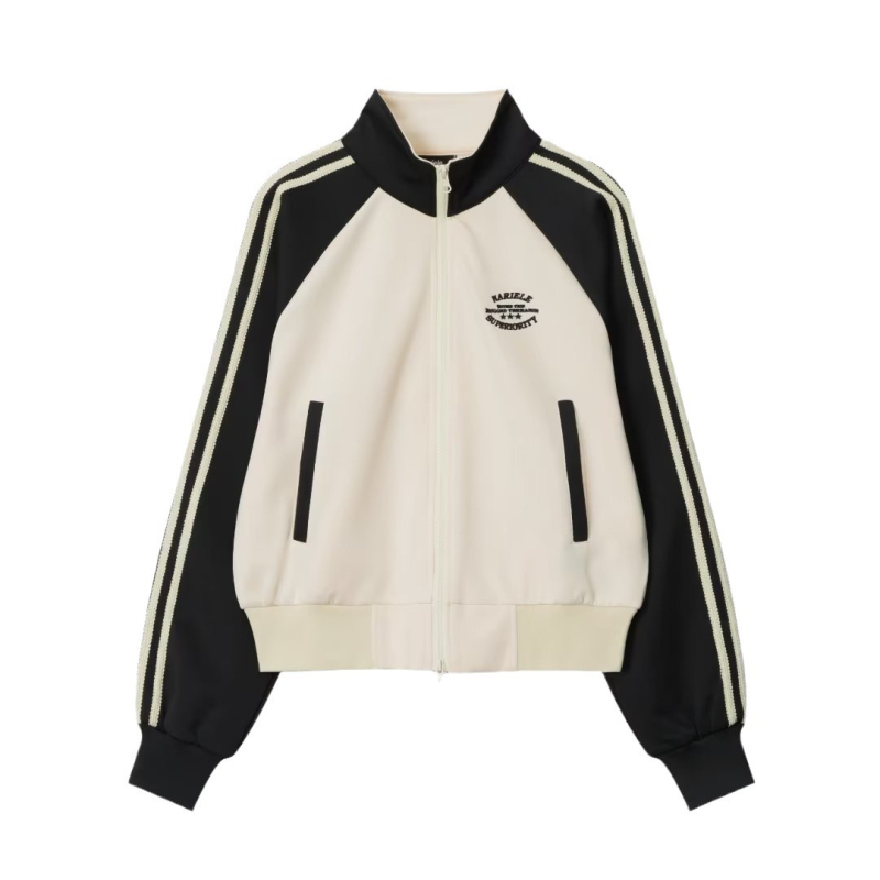 Ženski kratki cardigan s prugama i blokovima boja, slim kroj, gradski stil, zatvarač