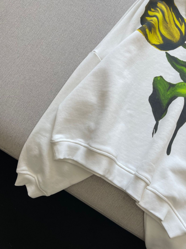 Ženski hoodie od terry pamuka s tulipan printom, slobodan kroj, duge rukave