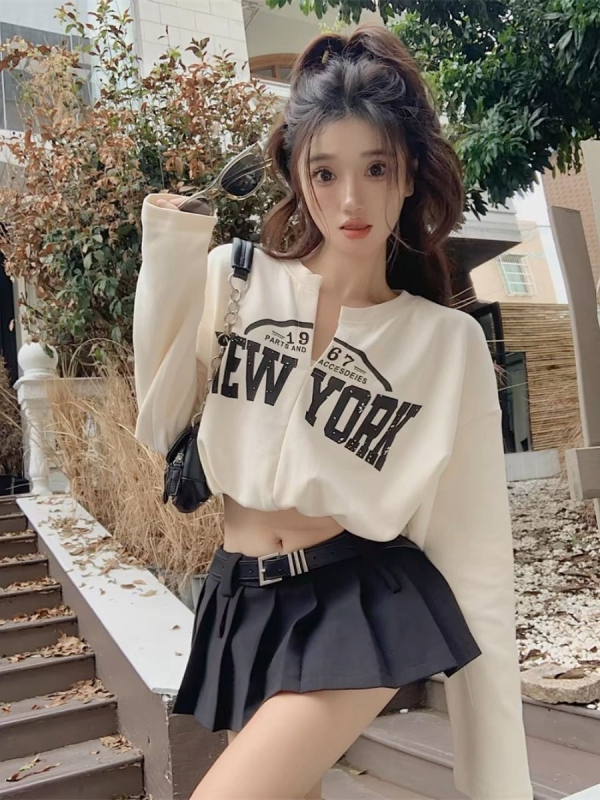 Ženski pulover s V-izrezom, otisak, poliester, dugi rukavi, jesensko 2024 izdanje