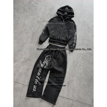 Dvojdielny set s kapucňou: mikina a tepláky, geometrický vzor, polyester, voľný strih, dlhé rukávy