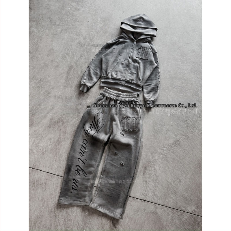 Dvojdielny set s kapucňou: mikina a tepláky, geometrický vzor, polyester, voľný strih, dlhé rukávy