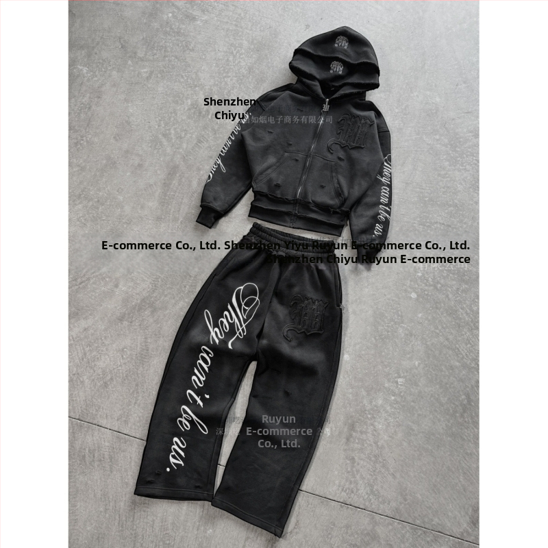 Dvojdielny set s kapucňou: mikina a tepláky, geometrický vzor, polyester, voľný strih, dlhé rukávy