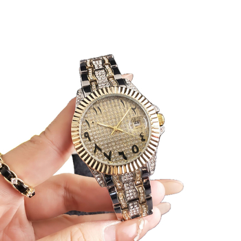 Női kvarc karóra gyémánt díszítéssel és naptárral, ötvözet tokkal és karkötővel, analóg kijelző, Miyota SL68 mozgás