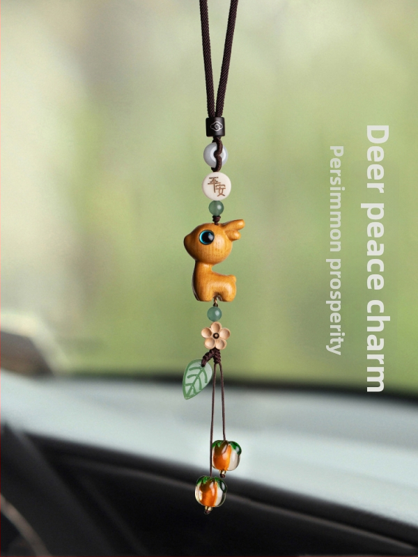 Drevená ozdoba do auta v tvare jeleňa, karikatúrny štýl, aróma funkcia