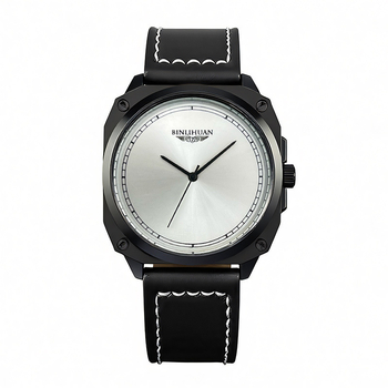 Pánske quartz hodinky s koženým remienkom, 41 mm kruhový ciferník, 9 mm hrúbka, SL68 pohyb, puzdro zliatiny, vodotesné, spona s kolíkom, možnosť potlače loga