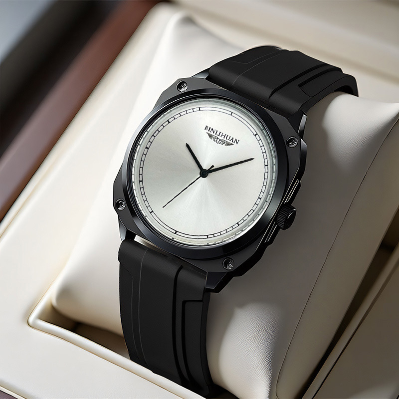 Pánske quartz hodinky s koženým remienkom, 41 mm kruhový ciferník, 9 mm hrúbka, SL68 pohyb, puzdro zliatiny, vodotesné, spona s kolíkom, možnosť potlače loga