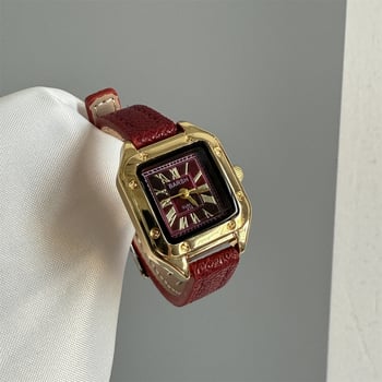 Barsh ženski sat – retro kvadratno kućište, kvarcni mehanizam, kožni kaiš, analogni prikaz, kućište od legure, kopča s iglom, nije vodootporan