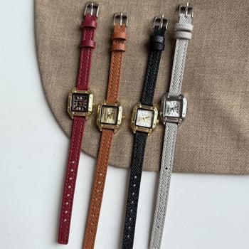 Barsh ženski sat – retro kvadratno kućište, kvarcni mehanizam, kožni kaiš, analogni prikaz, kućište od legure, kopča s iglom, nije vodootporan