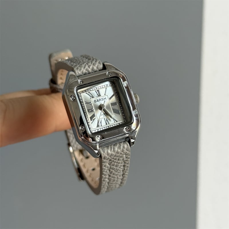 Barsh ženski sat – retro kvadratno kućište, kvarcni mehanizam, kožni kaiš, analogni prikaz, kućište od legure, kopča s iglom, nije vodootporan